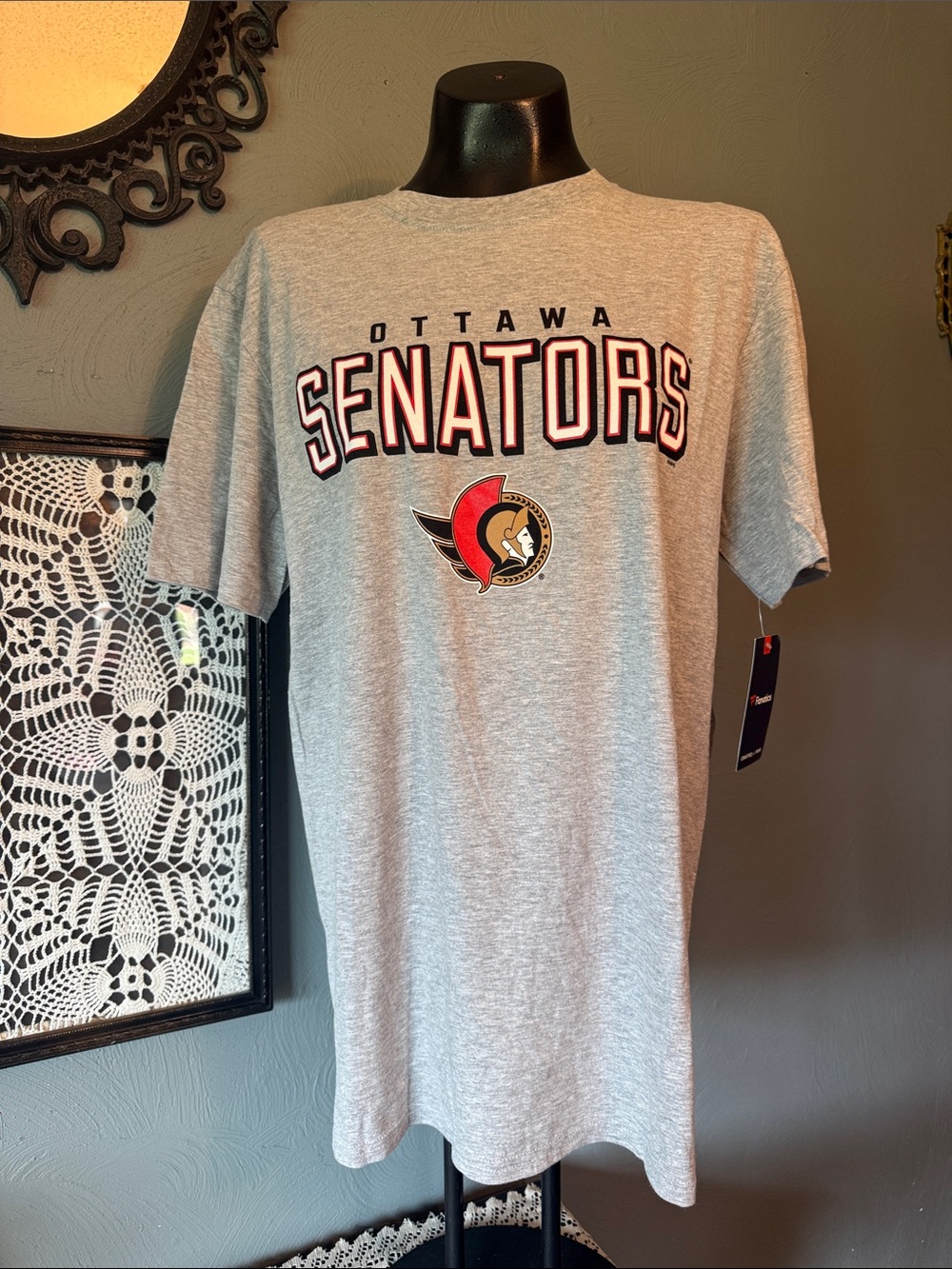 Fanatics Ottawa Senators Gray Short-Sleeve Tee with Team Logo
